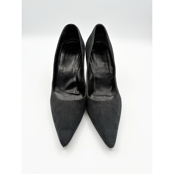 Gucci by Tom Ford Black Canvas Pointed Toe Heels w/ Bamboo Heels Sz EU 38.5 8.5 - Picture 4 of 14